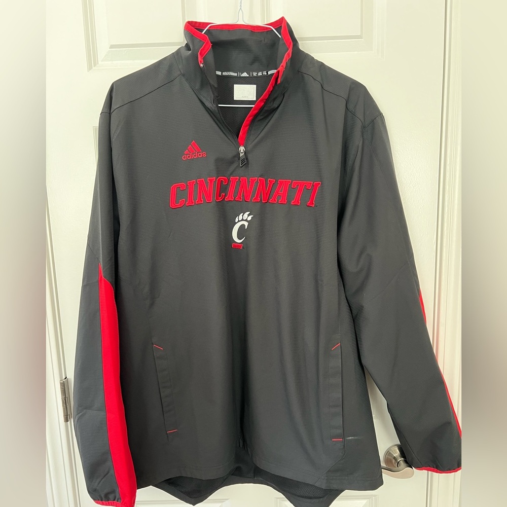 Adidas Cincinnati Men's Black and Red Waterproof Jacket - Size XL